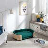 Scandinavian style Elevated Dog Bed Pet Sofa With Solid Wood legs and Bent Wood Back, Velvet Cushion,Large Size