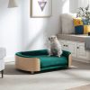 Scandinavian style Elevated Dog Bed Pet Sofa With Solid Wood legs and Bent Wood Back, Velvet Cushion,Large Size